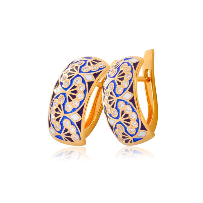 Серьги с английским замком «Сады Семирамиды» (золочение, малые), синие Fil3.99.1з-683