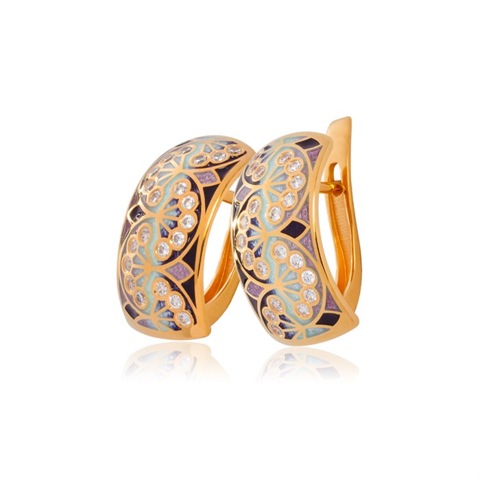 Серьги с английским замком «Сады Семирамиды» (золочение, малые), розовые Fil3.99.1з-684