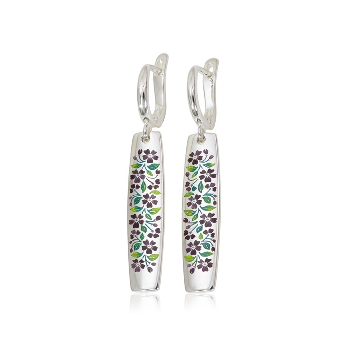 Серьги-подвески из серебра «Незабудки», фиолетовые Fil3.08сп-688