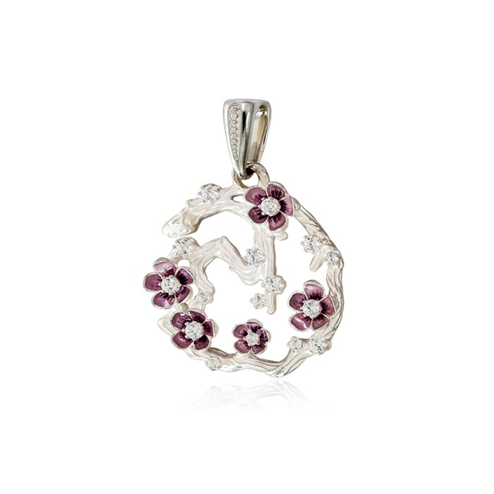 Серебряная подвеска «Ветка сакуры» с фианитами Fil7.08-695