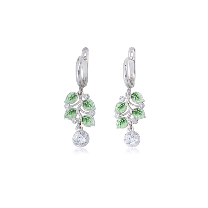 Серьги-подвески из серебра «Мелисса», зеленые Fil3.39сп-742