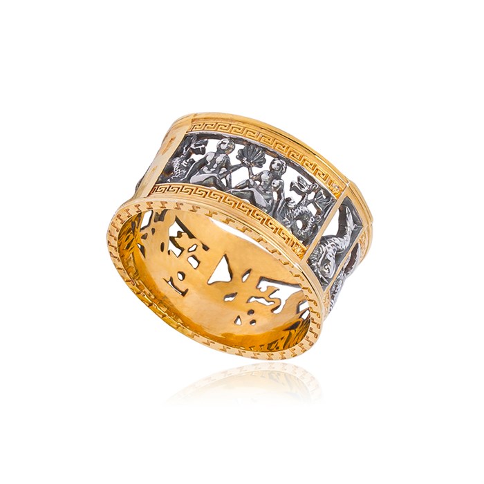 Кольцо из серебра «Петербург. Аничков мост» (золочение) Fil6.76з-758