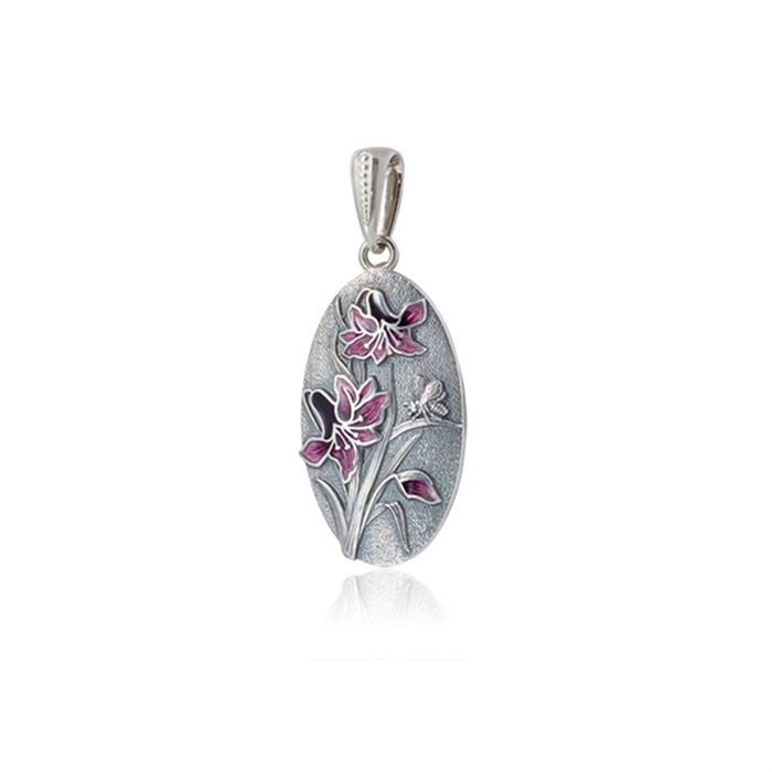 Серебряная подвеска «Лилия», фиолетовая Fil7.18-767