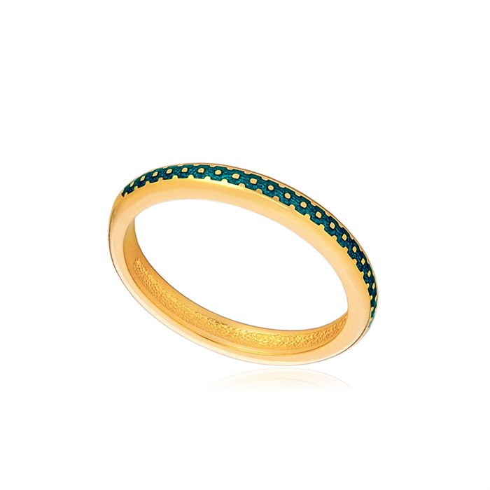 Кольцо из серебра «Принцесса на горошине» (золочение), морская волна Fil61.154з-775