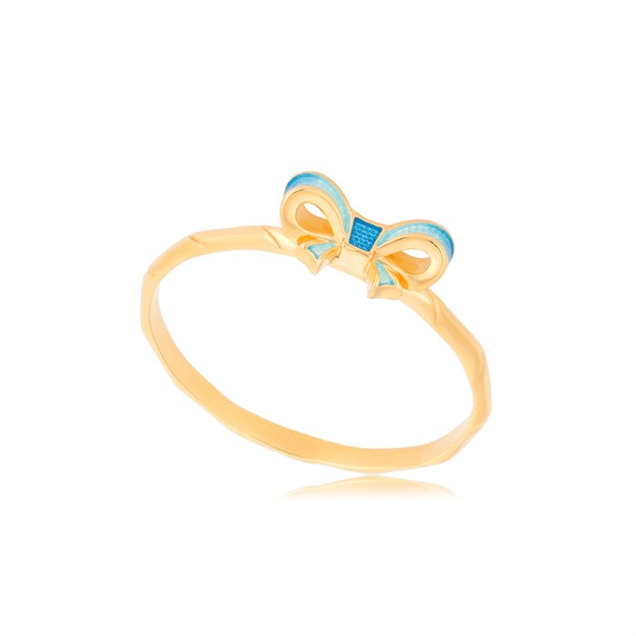 Кольцо из серебра «Бантик» (золочение), голубое Fil61.201з-789