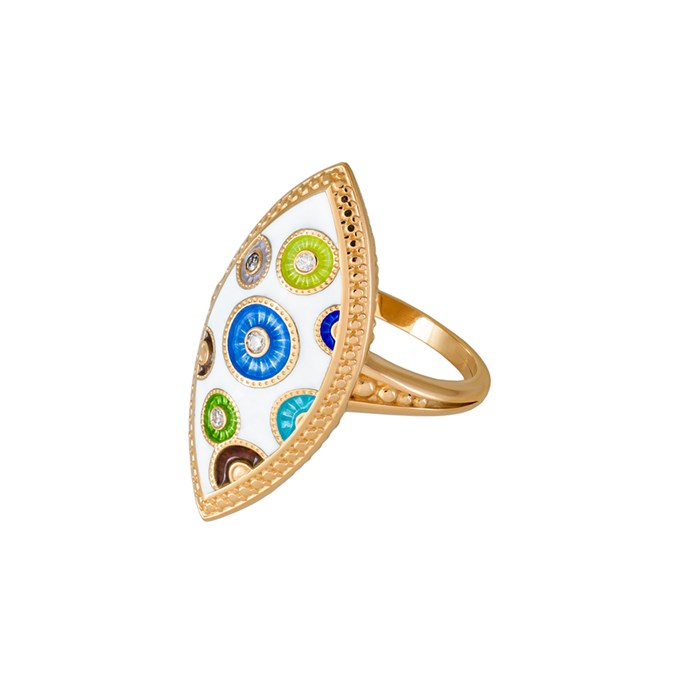 Перстень серебряный «Пуговки» (золочение) с фианитами Fil61.143з-817