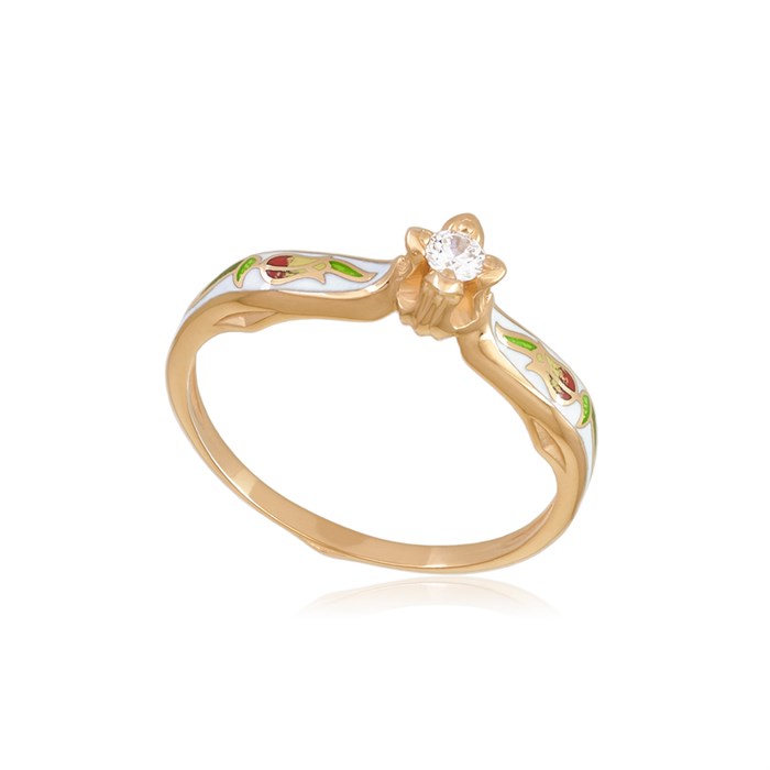 Перстень серебряный «Примавера» (золочение), белое с фианитами Fil61.138з-820