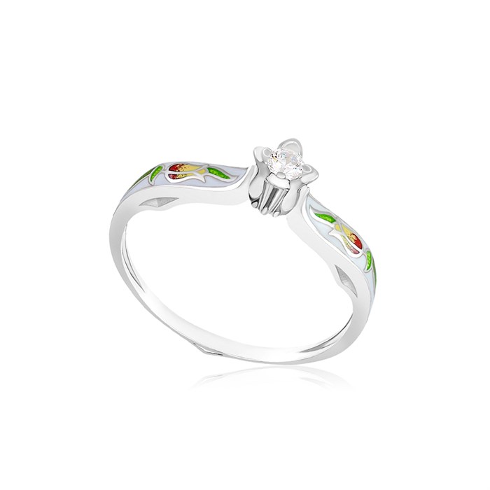 Перстень серебряный «Примавера», белый с фианитами Fil61.138-824