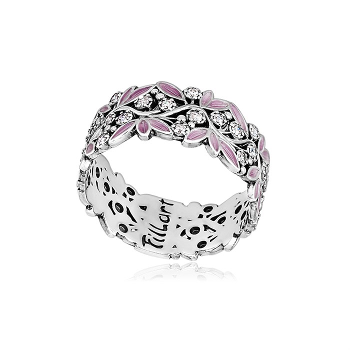 Кольцо из серебра «Росинка», розовое с фианитами Fil6.53-846