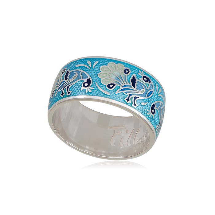 Кольцо из серебра «По зернышку», голубая Fil6.92-850