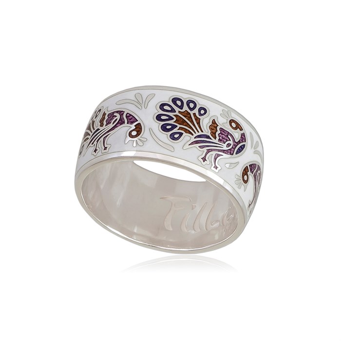 Кольцо из серебра «По зернышку», бело-фиолетовое Fil6.92-853