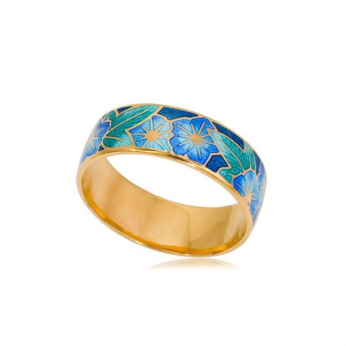 Кольцо из серебра «Петуния» (золочение), голубое Fil6.04з-856