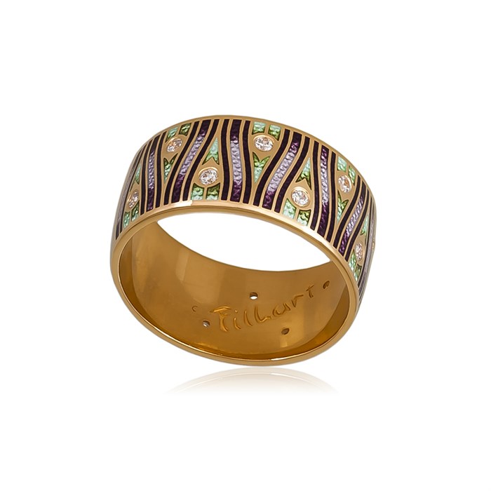 Кольцо из серебра «Модерн. Перо павлина» (золочение), фиолетовое с фианитами Fil6.93з-873