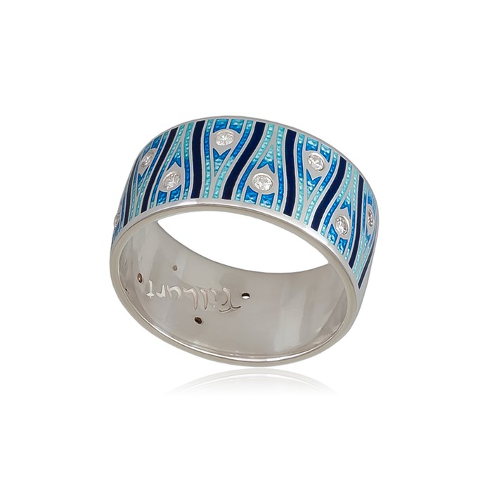 Кольцо из серебра «Модерн. Перо павлина», синяя с фианитами Fil6.93-874