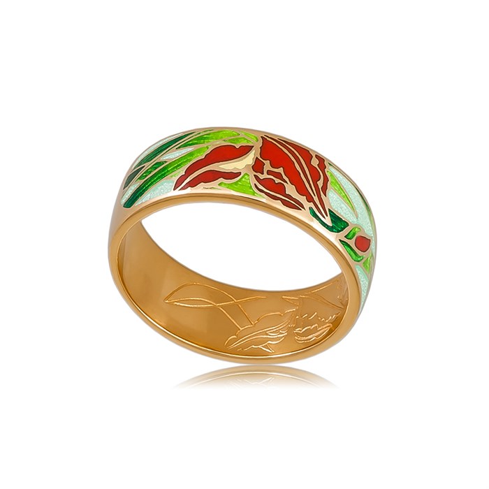 Кольцо из серебра «Ирисы» (золочение), красное Fil6.46з-897
