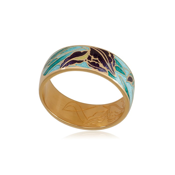 Кольцо из серебра «Ирисы» (золочение), морская волна Fil6.46з-900