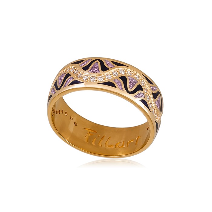Кольцо из серебра «Афродита» (золочение), фиолетовое с фианитами Fil61.109з-924