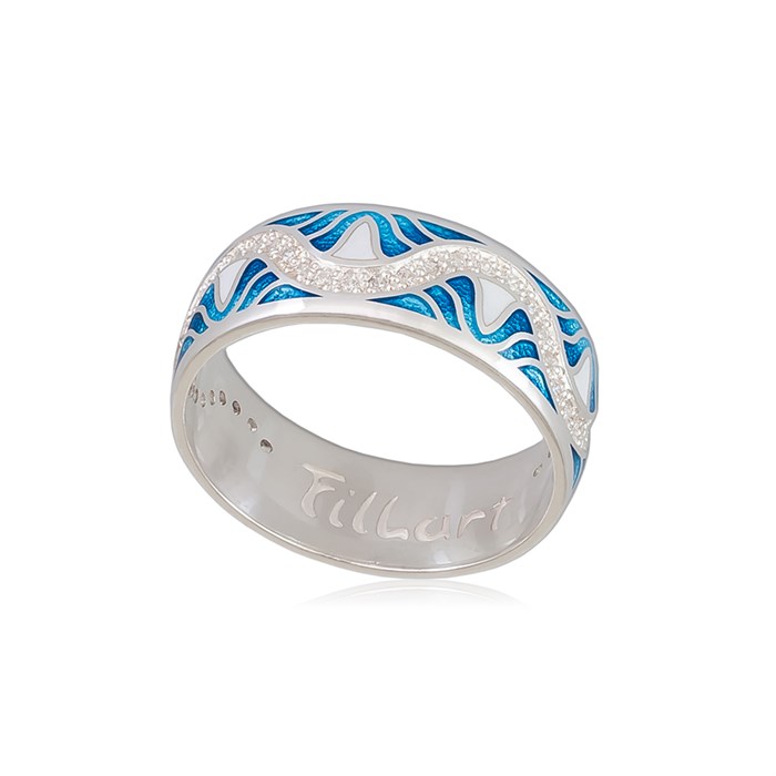 Кольцо из серебра «Афродита», голубое с фианитами Fil61.109-929