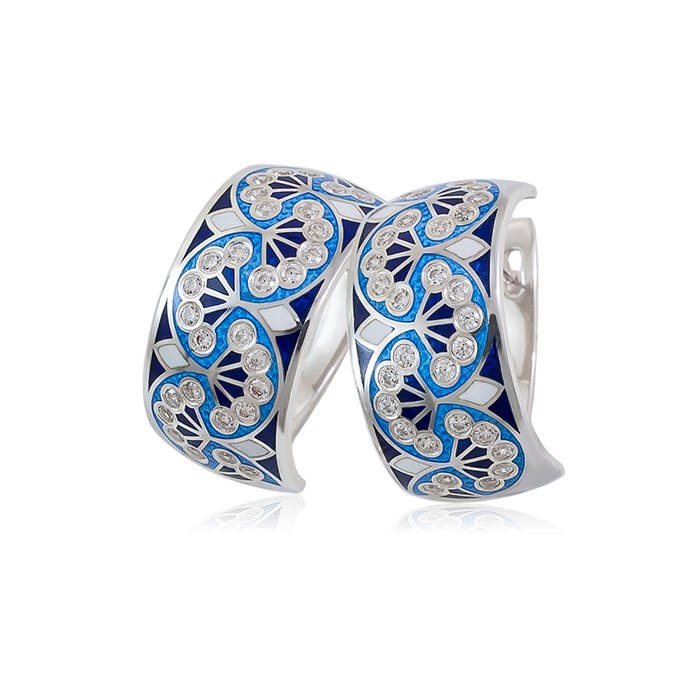 Серьги-полукольца из серебра «Сады Семирамиды», синие Fil3.99-939