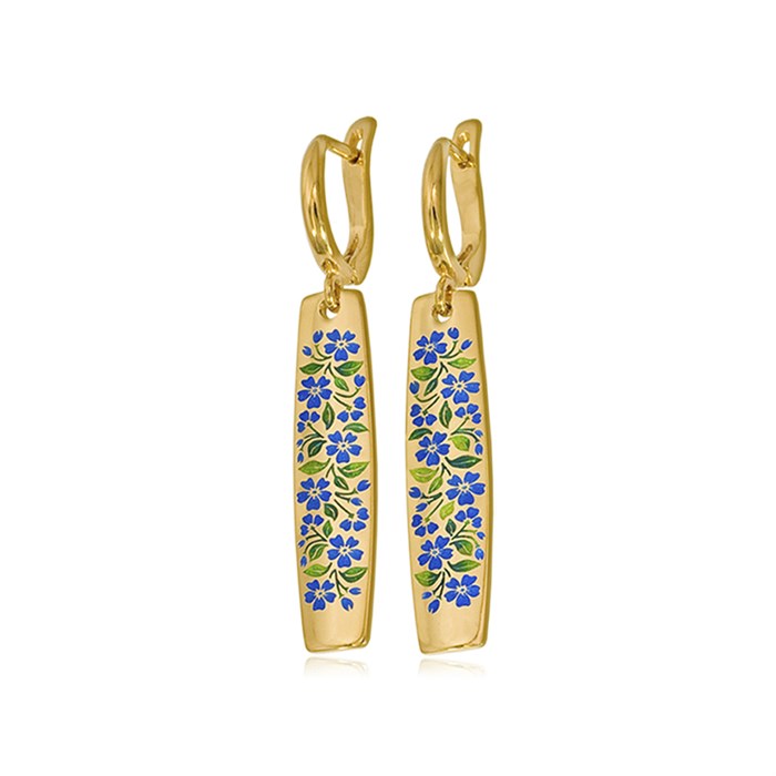 Серьги-подвески серебряные «Незабудки» (золочение), синие Fil3.08спз-959