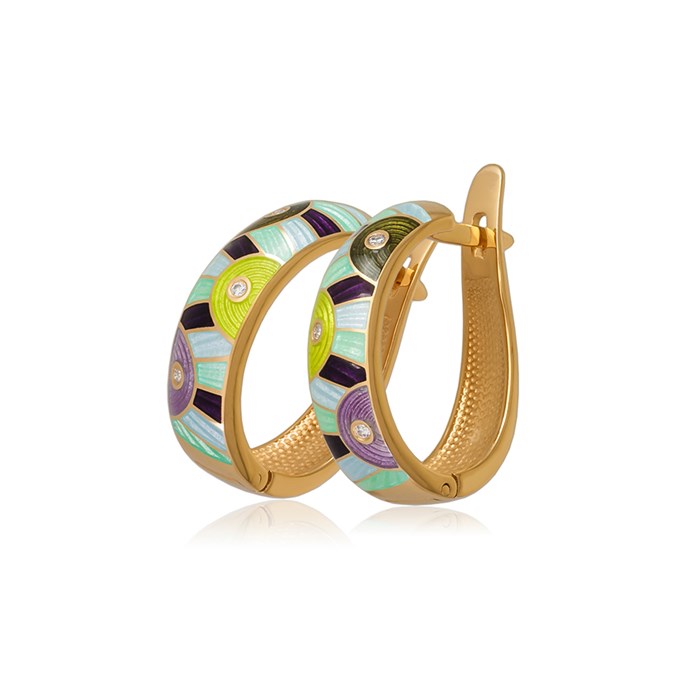 Серьги-полукольца «Эрте» (золочение), разноцветные Fil31.162з-960