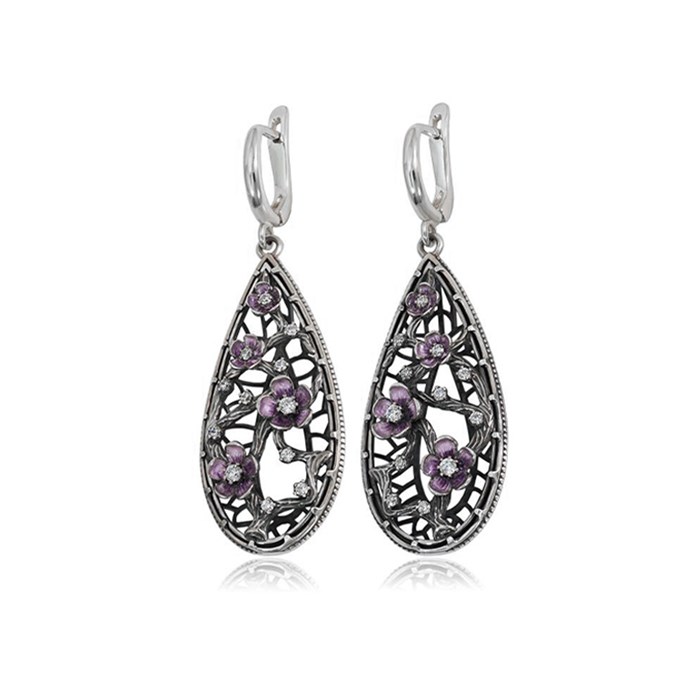 Серьги-подвески серебряные «Сакура» Fil31.120-967