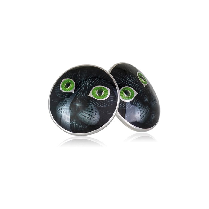 Пусеты «Кошачьи глазки» из серебра, зеленые Fil3.45-988