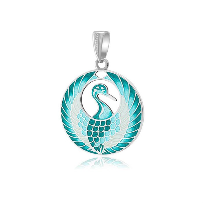 Серебряная подвеска «Журавлик», бирюзовая Fil7.07-1024