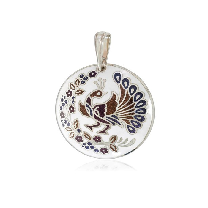 Серебряная подвеска «По зернышку», бело-фиолетовая Fil7.92-1037