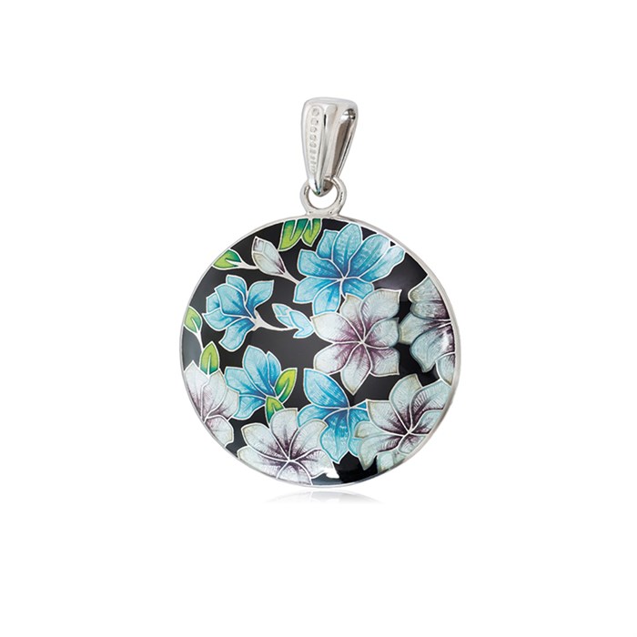 Серебряная подвеска «Клематис», черная Fil7.27-1047