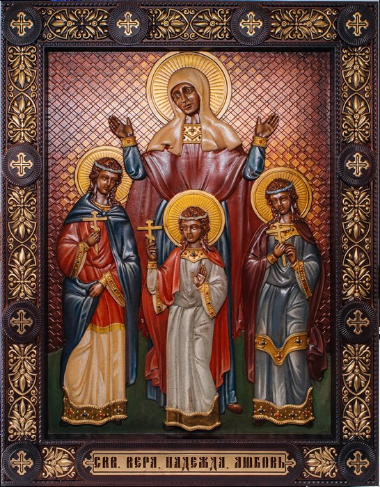 Резная икона "Вера.Надежда.Любовь" с ящиком RM100060 - фото 81061
