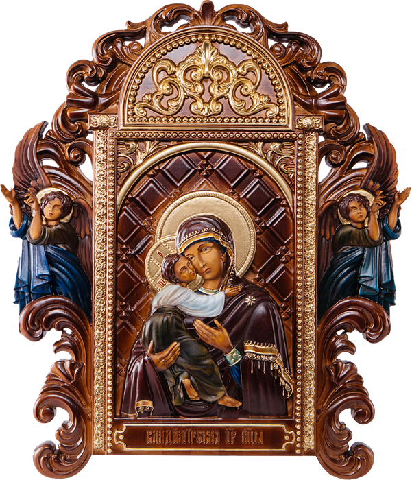 Резная икона "Владимировская Богоматерь" с ящиком RM100025 - фото 81200