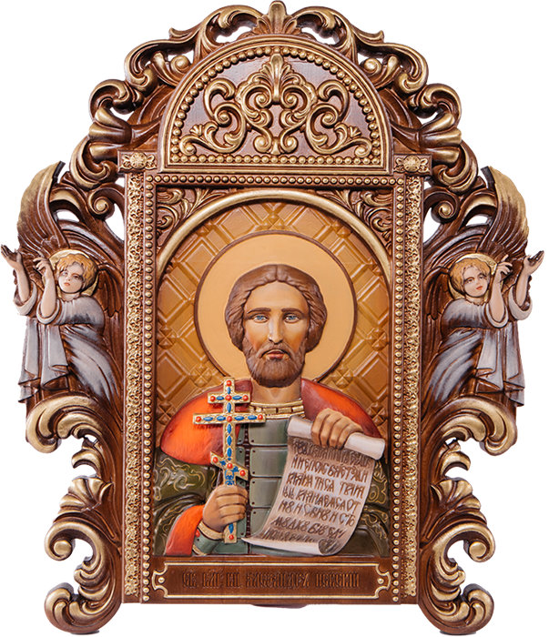 Резная икона "Александр Невский" с ящиком RM100028 - фото 81203