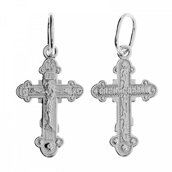 Крест серебрянный, Родий, с корундами, 0.85 гр. ПР.К.000016