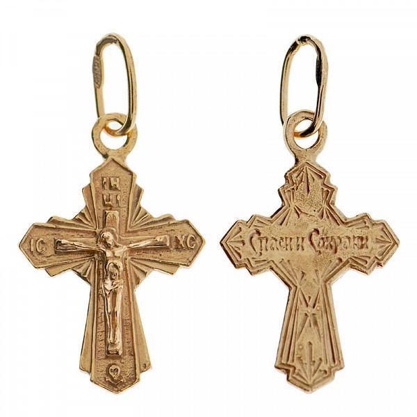 Крест серебрянный, Позолота красная 585*, с корундами, Эпифания, 1.01 гр. ПР.К.000046