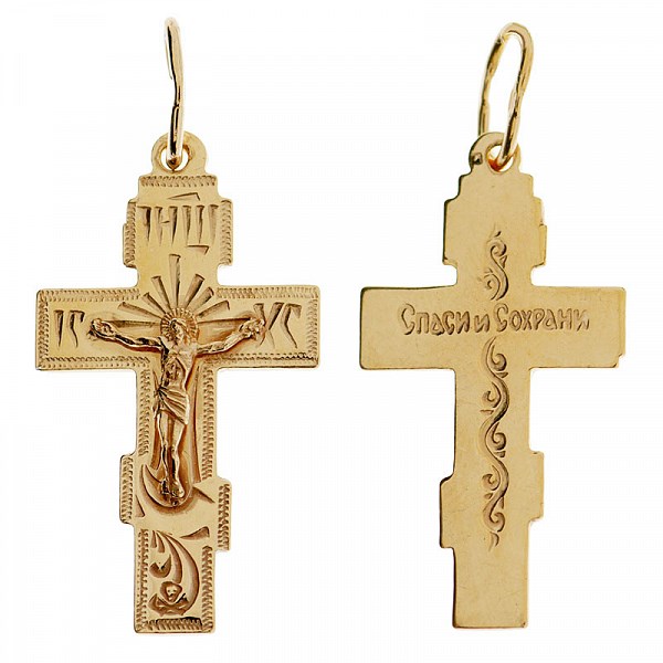 Крест серебрянный, Позолота красная 585*, с корундами, Москва златоглавая-2, 1.79 гр. ПР.К.000067