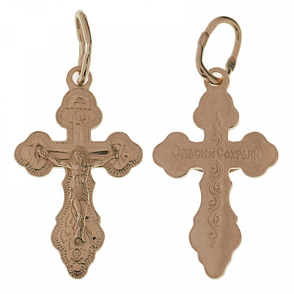 Крест серебрянный, Позолота красная 585*, с корундами, Москва златоглавая-2, 1.10 гр. ПР.К.000073