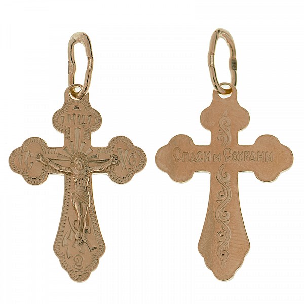 Крест серебрянный, Позолота красная 585*, с корундами, Москва златоглавая-2, 1.27 гр. ПР.К.000074