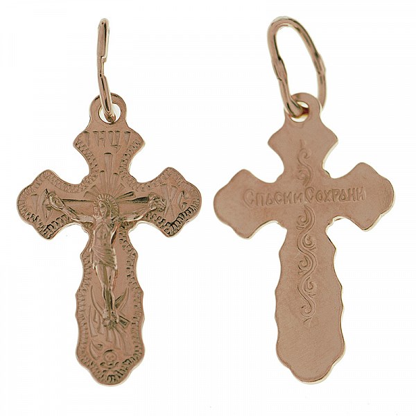 Крест серебрянный, Позолота красная 585*, с корундами, Москва златоглавая-2, 1.29 гр. ПР.К.000075