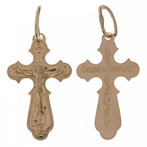 Крест серебрянный, Позолота красная 585*, с корундами, Москва златоглавая-2, 1.07 гр. ПР.К.000076