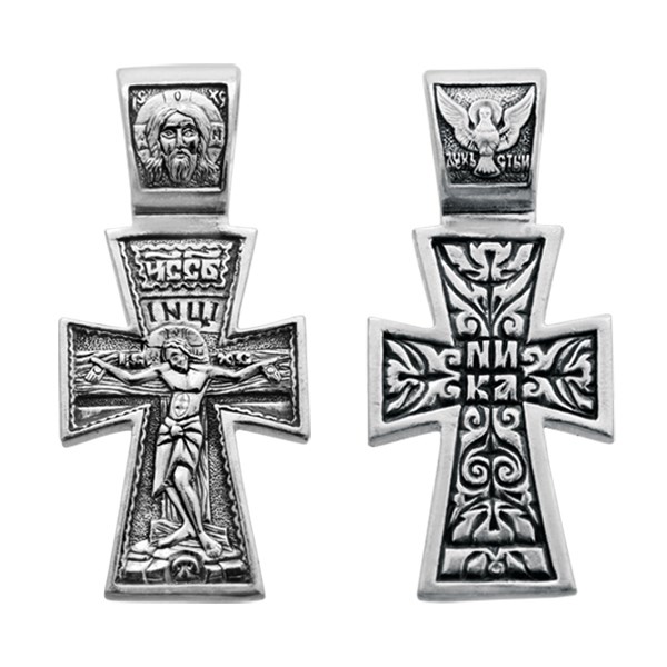 Крест серебрянный, Чернение (оксидирование), с корундами, коллекция "Санкт-Петербург", 5.30 гр. ПР.К.000323 - фото 82349