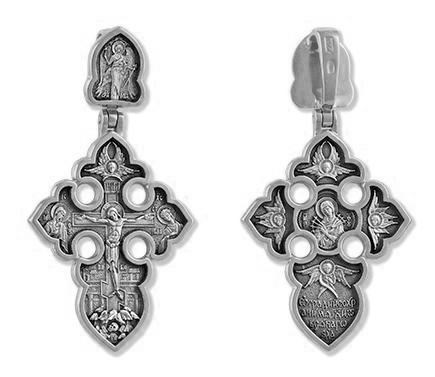 Крест серебрянный, Чернение (оксидирование), с корундами, коллекция "Липецк", 6.79 гр. ПР.К.000461 - фото 82487