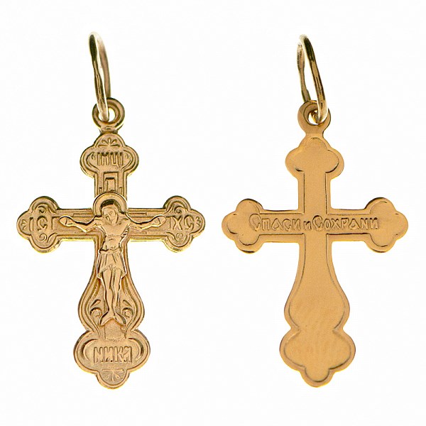 Крест золотой, с корундами, Спаси и сохрани, Золотая филигрань, 1.50 гр. ПР.К.000487 - фото 82513