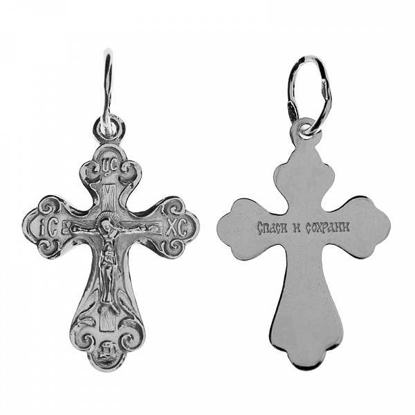 Крест серебрянный, с корундами, Спаси и сохрани, Светоч, 0.94 гр. ПР.К.000597
