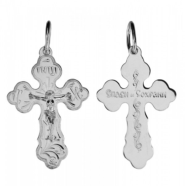 Крест серебрянный, с корундами, Спаси и сохрани, Москва златоглавая-2, 3.58 гр. ПР.К.000692