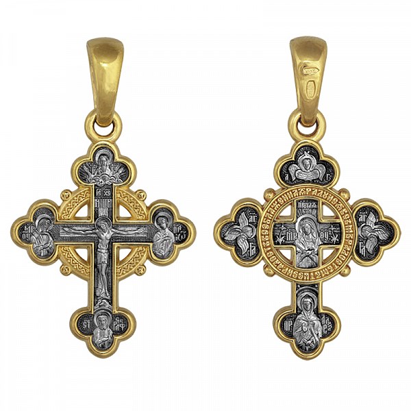 Крест серебрянный, Позолота желтая 999* Чернение (оксидирование), с корундами, Серафим Саровский Св., Акимов, 3.99 гр. ПР.К.000774