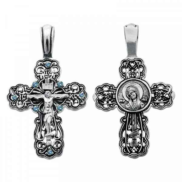 Крест серебрянный, с корундами, Богородица, коллекция "Санкт-Петербург", 4.00 гр. ПР.К.000861