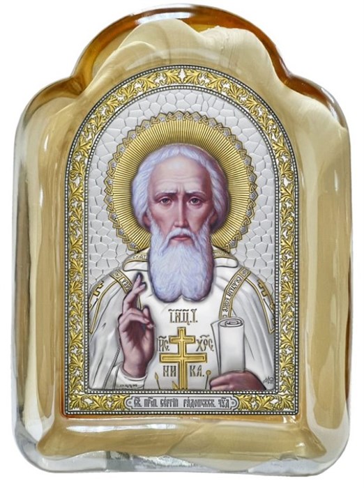 Икона Святого Преподобного Сергия Радонежского на стекле позолота 53236 - фото 83061