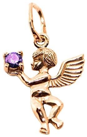 Образок позолоченный (красн.) с фианитами Ангел 0.87 гр. 228362