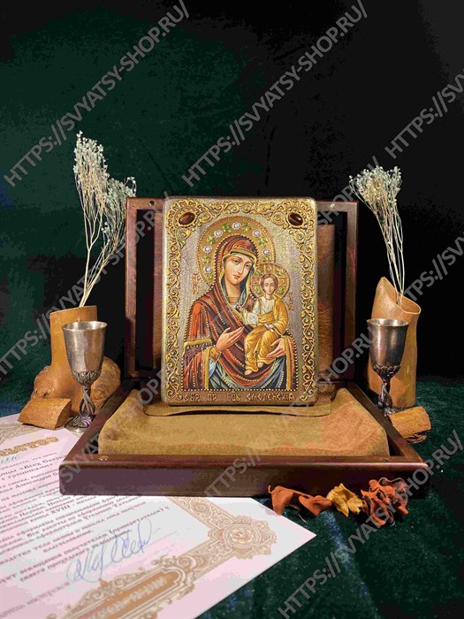 Подарочная икона Божией Матери «Одигитрия Смоленская» на мореном дубе 20х15 20501